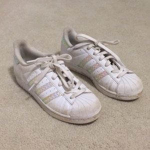 Holographic Adidas Superstars Youth 4.5/Women’s 6